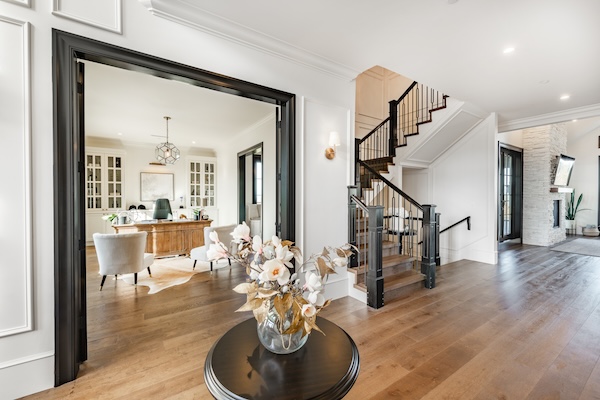 Image of a modern luxury house interior with an office and staircase